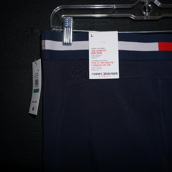 NWT HILFIGER LEGGINGS cropped mid-rise L Pant blue - Picture 6 of 6